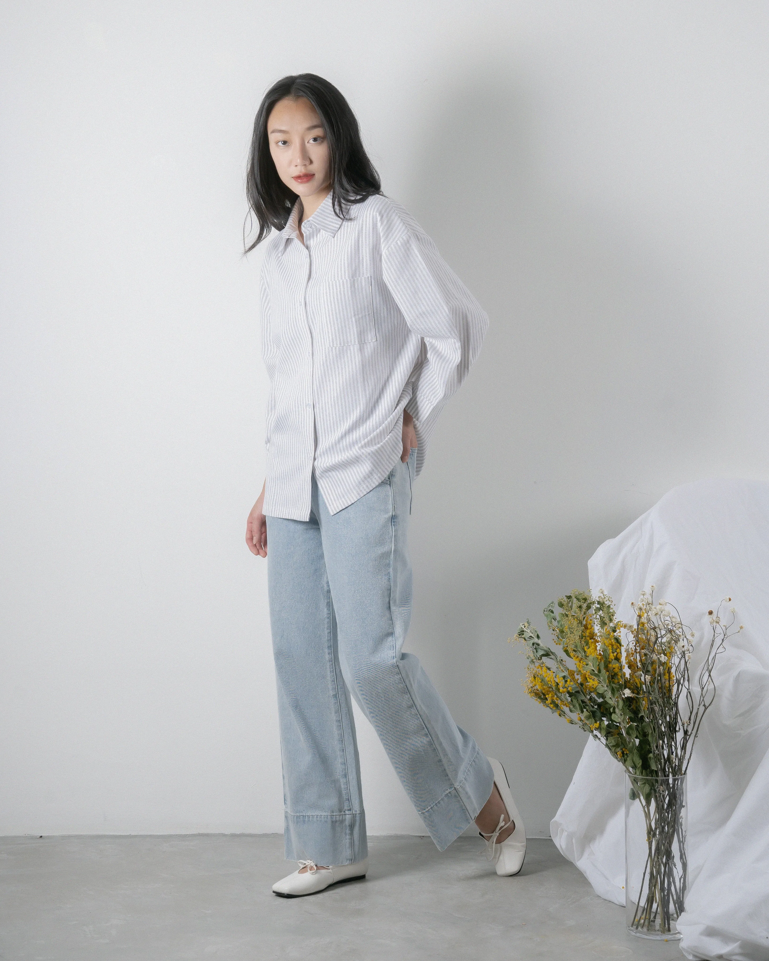 Stripes Oversize Shirt (Khaki)